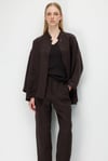 Dik Yaka Oversize Keten Ceket