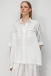 Düşük Kol Oversize Keten Bluz