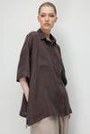 Düşük Kol Oversize Keten Bluz