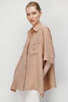 Düşük Kol Oversize Keten Bluz