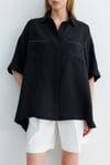 Düşük Kol Oversize Keten Bluz