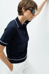 Polo Yaka Çizgili Yarım Kol Triko