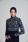 TESETTÜR MAYOHAŞEMAHaşema HSM-2934 ESİLA LACİVERT BEJ JİLELİ TAM TESETTÜR MAYO