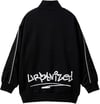Benetton Erkek Çocuk Siyah Önü Arkası Baskılı Kolları Şerit Detaylı Fermuarlı Sweatshirt