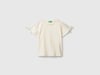 Benetton Kız Çocuk Logo İşlemeli Omuzları Simli Kurdeleli T-shirt