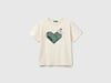 Benetton Kız Çocuk Önü Payet İşlemeli Baskılı T-Shirt 