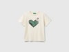 Benetton Kız Çocuk Önü Payet İşlemeli Baskılı T-Shirt 