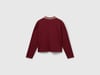 Benetton Kız Çocuk Payet İşlemeli Şeritli V Yaka Boxy Fit Uzun Kollu T-shirt