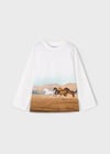 Mayoral Ekru Erkek Çocuk Baskılı Uzun Kollu T-shirt 4094