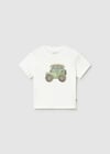 Mayoral Erkek Bebek Aplikeli Kısa Kollu T-shirt Krem - 01011
