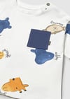 Mayoral Erkek Bebek Desenli Kısa Kollu T-shirt Krem - 01014