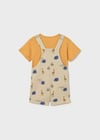 Mayoral Erkek Bebek Desenli Tulum ve T-shirt Takım Bej - 01664