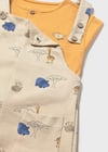 Mayoral Erkek Bebek Desenli Tulum ve T-shirt Takım Bej - 01664