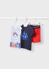 Mayoral Erkek Bebek Kırmızı Set Şort Ve 2 Tshirt 