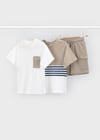 Mayoral Erkek Çocuk 3 Parça Şort T-shirt Takım Kahverengi - 03601