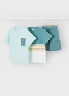 Mayoral Erkek Çocuk 3 Parça Şort T-shirt Takım Yeşil - 03601