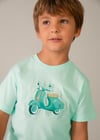 Mayoral Erkek Çocuk Kabartmalı Motor Desenli T-shirt Yeşil - 03059