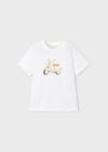 Mayoral Erkek Çocuk Kabartmalı Motor Desenli T-shirt Krem - 03059