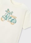 Mayoral Erkek Çocuk Motor İşlemeli T-shirt Krem - 03060