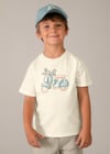 Mayoral Erkek Çocuk Motor İşlemeli T-shirt Krem - 03060