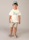 Mayoral Erkek Çocuk Motor İşlemeli T-shirt Krem - 03060