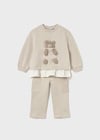 Mayoral Kız Bebek Bej Sweat Pantolon Takım 2843