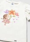 Mayoral Kız Bebek İşlemeli Balon Kol T-shirt Krem - 01078