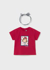 Mayoral Kız Bebek Kısa Kollu T-shirt ve Saç Bandı Set Kırmızı 01081