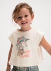 Mayoral Kız Çocuk Baskılı T-shirt Krem - 03006