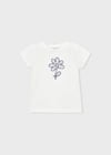 Mayoral Kız Çocuk Çiçek Desenli T-shirt Krem - 00174