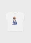 Mayoral Kız Çocuk Desenli T-shirt Beyaz - 03005