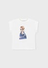 Mayoral Kız Çocuk Desenli T-shirt Beyaz - 03005