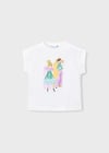 Mayoral Kız Çocuk Desenli T-shirt Krem - 03005