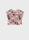 Mayoral Kız Çocuk Pembe Tshirt-Baskılı Kısa Kol 