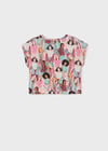 Mayoral Kız Çocuk Pembe Tshirt-Baskılı Kısa Kol 