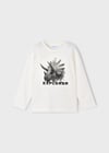 Mayoral Krem Erkek Çocuk Baskılı Uzun Kollu T-shirt 4090