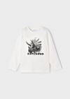 Mayoral Krem Erkek Çocuk Baskılı Uzun Kollu T-shirt 4090
