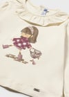 Mayoral Krem Kız Bebek Fırfır Yakalı Uzun kollu T-shirt 2076