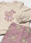 Mayoral Pembe Kız Bebek Sweatshirt ve Desenli Tayt Takım 2741