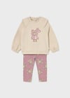 Mayoral Pembe Kız Bebek Sweatshirt ve Desenli Tayt Takım 2741
