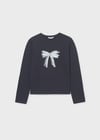 Mayoral Siyah Baskılı Uzun Kollu Kız Çocuk Tişört 830