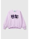 United Colors Of Benetton Kız Çocuk Siyah Önü Pullu Baskı Detaylı Bisiklet Yaka Sweatshirt