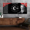 Yatay Ortadan Saatli  Vatan Temalı Cam Tablo 013