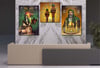 Tempered Glasss Wall Arts Religious-Themed Set with Clock