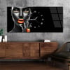 Yatay Ortadan Saatli  Sanat ve Doğa Temalı Cam Tablo 024