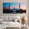 Yatay Ortadan Saatli  Dini Temalı Cam Tablo 018