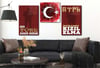 TÜRK BAYRAĞI VE TÜRK ASKERİ GÖRSELLİ CAM TABLO CAM SAAT SETİ 