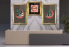 ALLAH C.C İSMİ PEYGAMBER EFENDİMİZİN İSMİ VE KELİME İ TEVHİD YAZILI AY YILDIZ GÖRSELLİ CAM TABLO CAM SAAT SETİ 