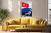TÜRK BAYRAĞI VE KURT GÖRSELLİ CAM TABLO 