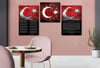 İSTİKLAL MARŞI GENÇLİĞE HİTABE BAYRAK GÖRSELLİ CAM TABLO CAM SAAT SETİ 